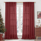 95 Inches Long Linen Curtains for Living Room, Semi Sheer Panels | Light by LAMIT