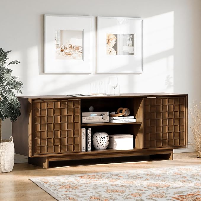 COLAMY TV Stand with Two Doors, Entertainment Center 59" with Adjustable by COLAMYHOME