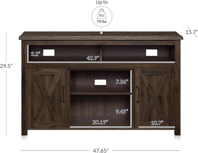 BELLEZE 48” TV Stand for TVs up to 50 Inches, Entertainment Center - Image 5