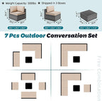 SUNLEI 7pcs Patio Conversation Sets Outdoor Furniture Sets, High Back - Image 5
