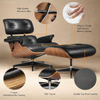 Top Black PU Leather, Mid Century Chaise Lounge Chair Indoor, Chair - Image 7