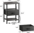 SUPERJARE Nightstand with Charging Station, Bed Side Table with Adjustable - Image 3
