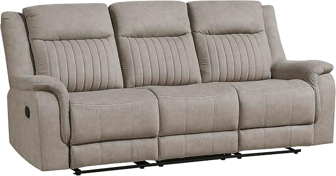 Lexicon Manual Double Reclining Sofa, Polished Microfiber Upholstered 3 Seater - Image 9