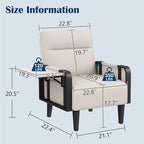 Andeworld Modern Beige Accent Chair, PU Leather Upholstered Armchair Side Chair - Image 2