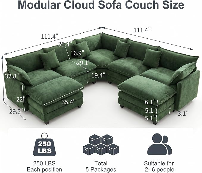 111.4" V-Shaped Corner Couch Sectional - Image 2