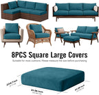 8Pcs Outdoor Cushion Covers, Stretch Patio Furniture Couch Chair Slipcovers | - Image 2