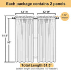 Ivory Sheer Curtains 50 Inch Length 2 Pcs, Rustic Farmhouse Curtains - Image 2