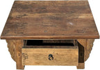 Chinese Vintage Rustic Wood Brown Drawer Low Kang Table Display Stand AJK242 - Image 5