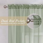 Sheer Curtain Panels Set 96" Inches Long, Solid Voile Light Filtering Airy - Image 2
