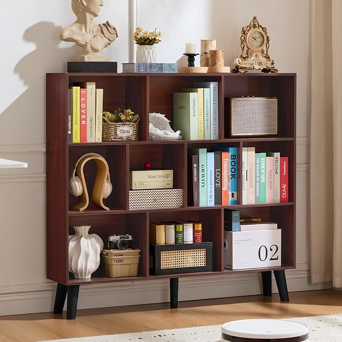 LEYAOYAO 10 Cube Bookshelf, 3 Tier Modern Wide Bookcase by LEYAOYAO-Findtheshiningpointofyourideallife%EF%BC%81