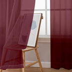 Simplebrand Red Sheer Curtains 84 Inches Long, Light Filtering Rod Pocket Solid - Image 2