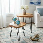 WELLAND Live Edge Cedar End Table, Unique Desktop Side Table, Natural Clear - Image 7