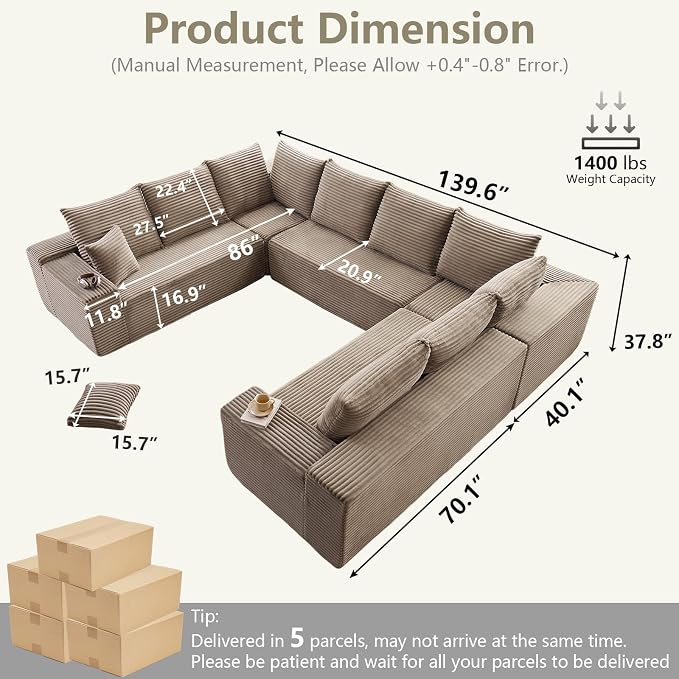 Sectional Cloud Couch for Living Room, Modular Floor Deep-Seat Sofa, Big Comfy - Image 2