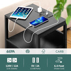 Yoobure Nightstand with Charging Station, Small Night Stand with Fabric Drawers - Image 5