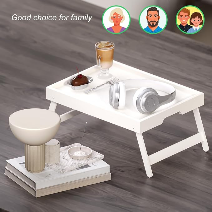 Fibogollo 4 Pack Bamboo Bed Tray Table - Image 5