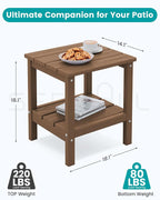 SERWALL 2-Tier HDPE Outdoor Side Tables Set of 4, Weatherproof Rectangular - Image 2
