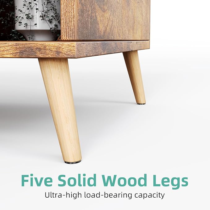 7-Cube Storage Organizer with Natural Wood Legs, Mid-Century Modern Bookcase - Image 8