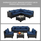 Rattaner Patio Sectional 6 Pieces All-Weather Wicker Patio Furniture Set - Image 7