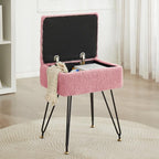 Vanity Stool Chair, Faux Teddy Fur Ottoman Foot Stool by Leesingdo