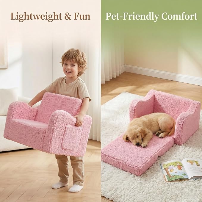 MOMCAYWEX Kids Sofa, 2-in-1 Flip-Out Foam Couch - Image 5