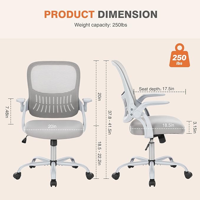 Sweetcrispy Office Computer Desk Chair, Ergonomic Mid-Back Mesh Rolling Work - Image 2