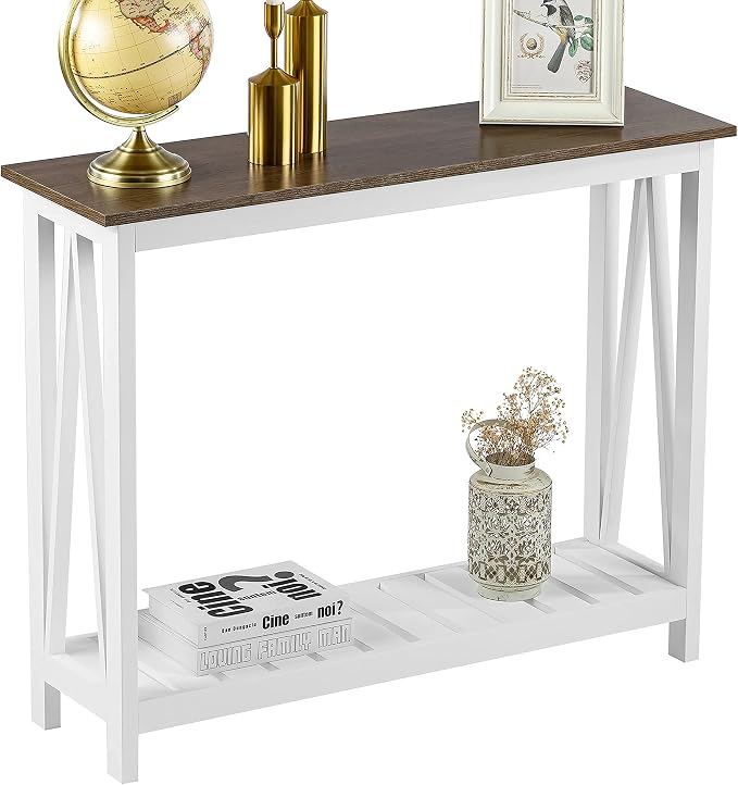 ChooChoo Farmhouse Console Table, Rustic Vintage Narrow Sofa Table - Image 9