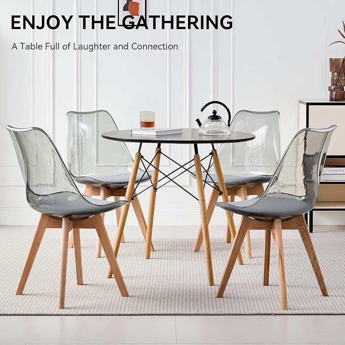 5-Piece Round Dining Table Set, Small Kitchen Table Chairs Set of 4 Space - Image 8