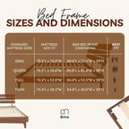 Bme Caden King Size Bed Frame and Adjustable Headboard, 15 Inch Mid Century - Image 11