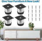 2.5 Inch Metal Furniture Legs Stainless Steel Adjustable Legs Silver Table Legs - Image 2