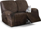 ANARACHON Leather Look Loveseat Recliner Cover, 6-Pieces Stretch Dual Recliner by ANARACHON