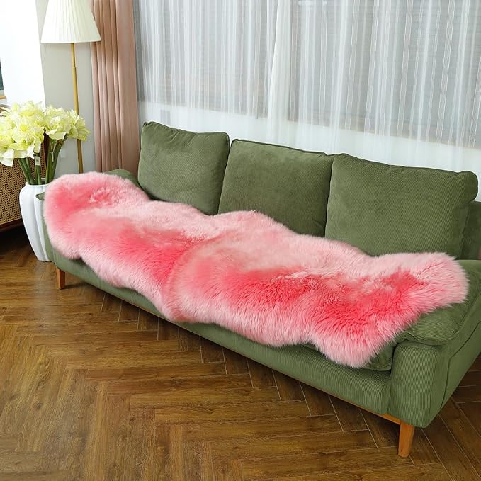 LLB Genuine Sheepskin Area Rug Wool Rug Fur Carpet Fluffy Shaggy Fur Rug - Image 3