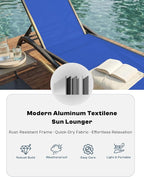 Patio Chaise Lounge Chairs Set of 6, All-Weather Aluminum Pool Loungers - Image 5