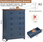 Joaxswe Farmhouse 5 Drawer Dresser - Image 2