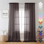 Chocolate Sheer Curtains 96 Inches Long 2 Panels, Voile Breathable Sheer Curtain by Lecloud