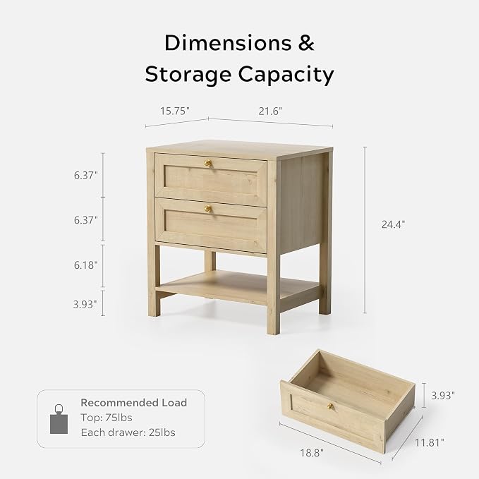 EYYTHUNG Tall Modern Nightstand - Image 2