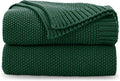 CozeCube Christmas Green Seed Stitch Throw Blanket 60"x80", Farmhouse Decor | by CozeCube