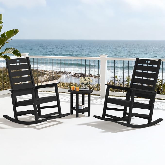 SERWALL Oversized Outdoor Rocking Chair, HDPE Patio Rocking Chair - Image 10