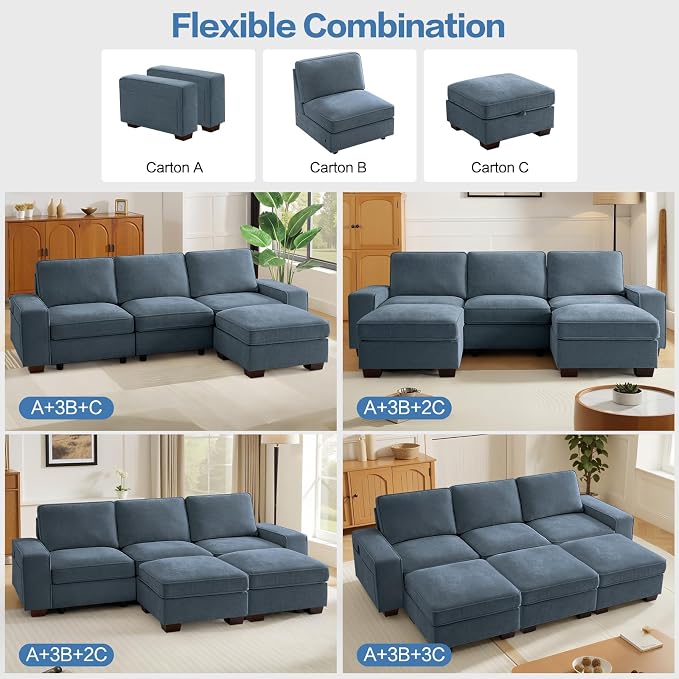TEKAMON 27.5" Storage Ottoman, Square Footrest - Image 4