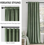 MIULEE Sage Green Velvet Curtains 52x108 inches Luxury Blackout Curtains | - Image 2