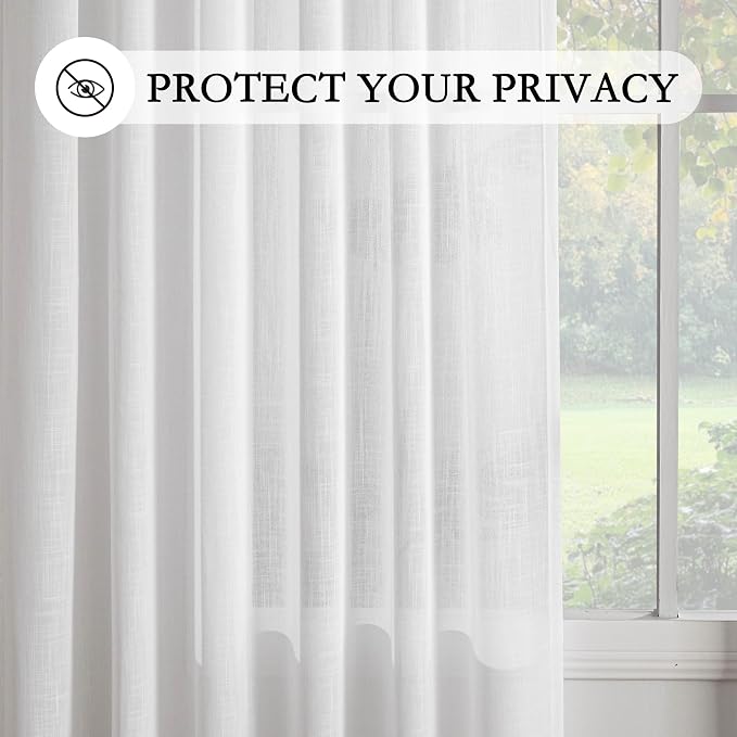 MYSKY HOME White Sheer Curtains 63 inch Length - Image 6