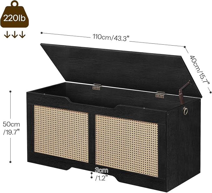 HOOBRO Storage Bench, 43.3" Toy Box, Rattan-Like Storage Chest, Sturdy Entryway - Image 3