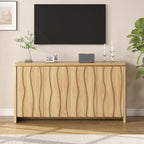 Fluted Cabinet with 3D Ripple Doors, 57.9" W Storage Cabinet with Adjustable - Image 6