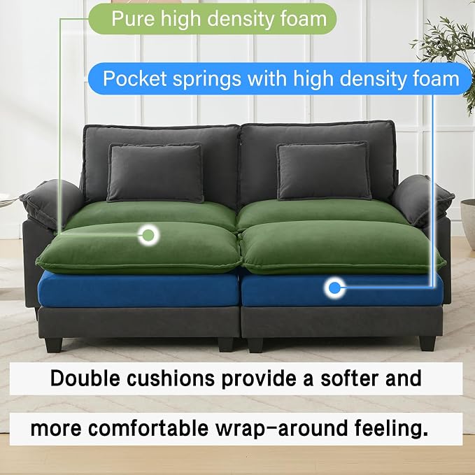 Oprisen 86" Modular Sectional Sofa, Comfy Cloud Couch Sectional Sofa - Image 3