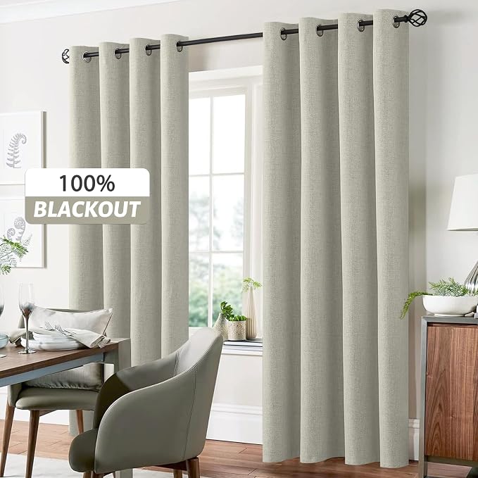 Yakamok Cream Linen Textured Curtains 63 Inches Long - Image 7
