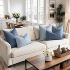 MIULEE Decorative Linen Lumbar Pillow Cover 12x20 Inch Light Blue | Boho - Image 2