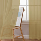 Gold Sheer Curtains 84 Inch Length 2 Panels Set, Light Filtering Voile Fimly - Image 3