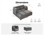 77" Oversized Chenille Couch Modular Sectional Sofa, Washable Cloud Couch - Image 2