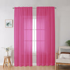 Hot Pink Sheer Curtains for Bedroom Living Room 90 Inches Long, Elegant Solid by OWENIE