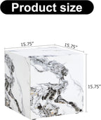16'' Cube Coffee Table with Marble Stone Pattern, Square No Assembly End Table - Image 2