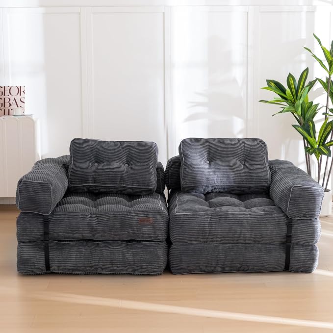 MAXYOYO Folding Sofa Bed, L-Shaped Convertible Sofa Bed - Image 9